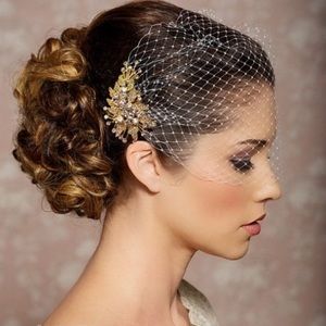 Vintage • Double Brooch Birdcage Veil